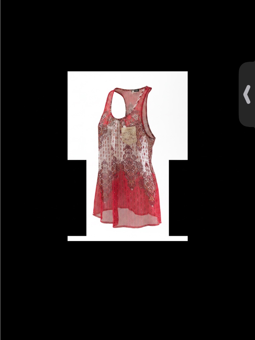 Lily White Red Patterned Sheer Racerback Tank